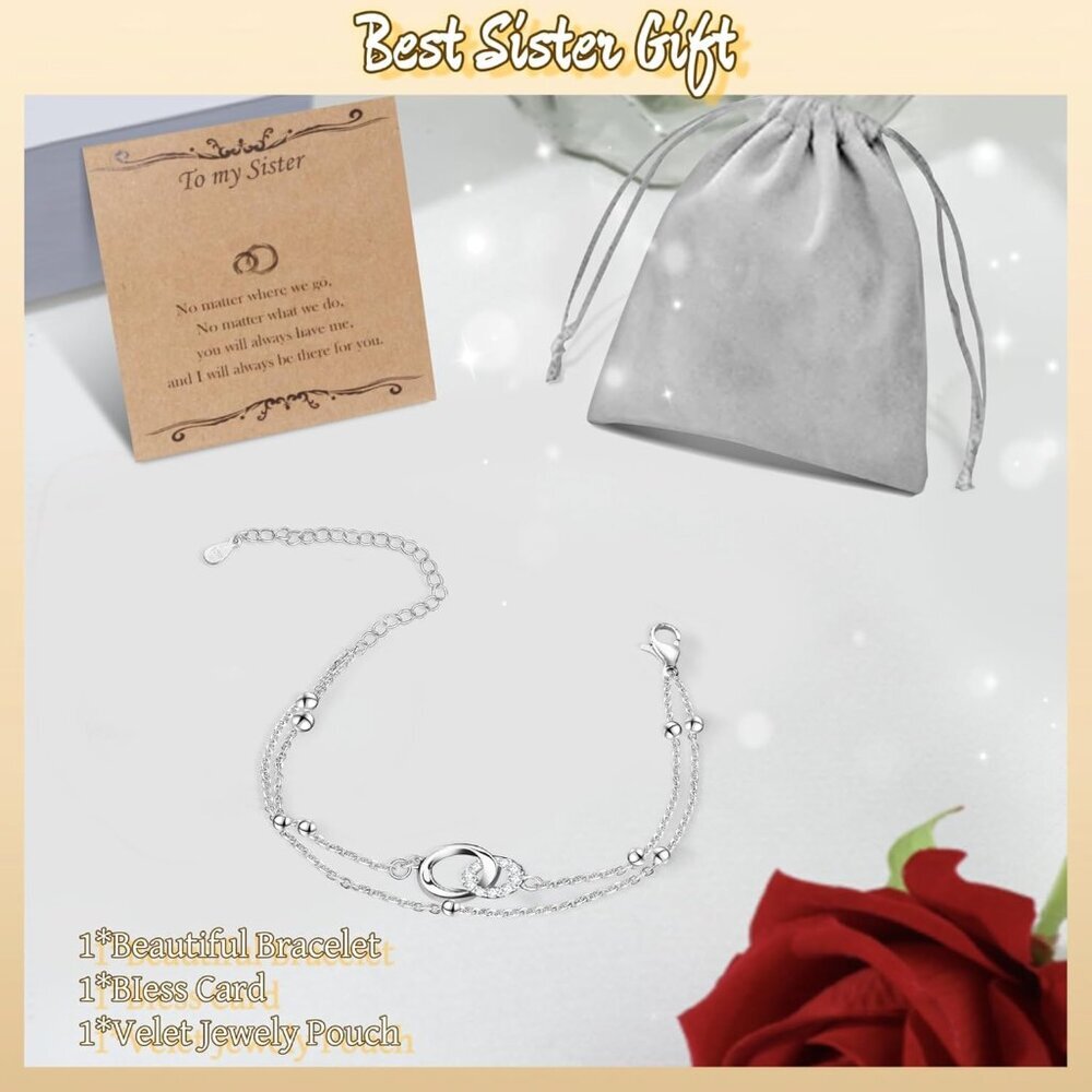 Sterling Silver Interlocking Circles Bracelet Dai… - image 4